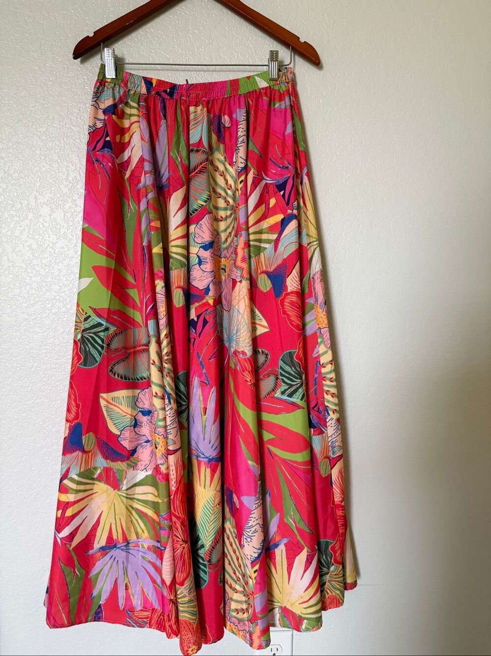 Christian Siriano Tropical Floral Maxi Skirt Small Pink Elastic Waist NWT - Picture 5 of 11